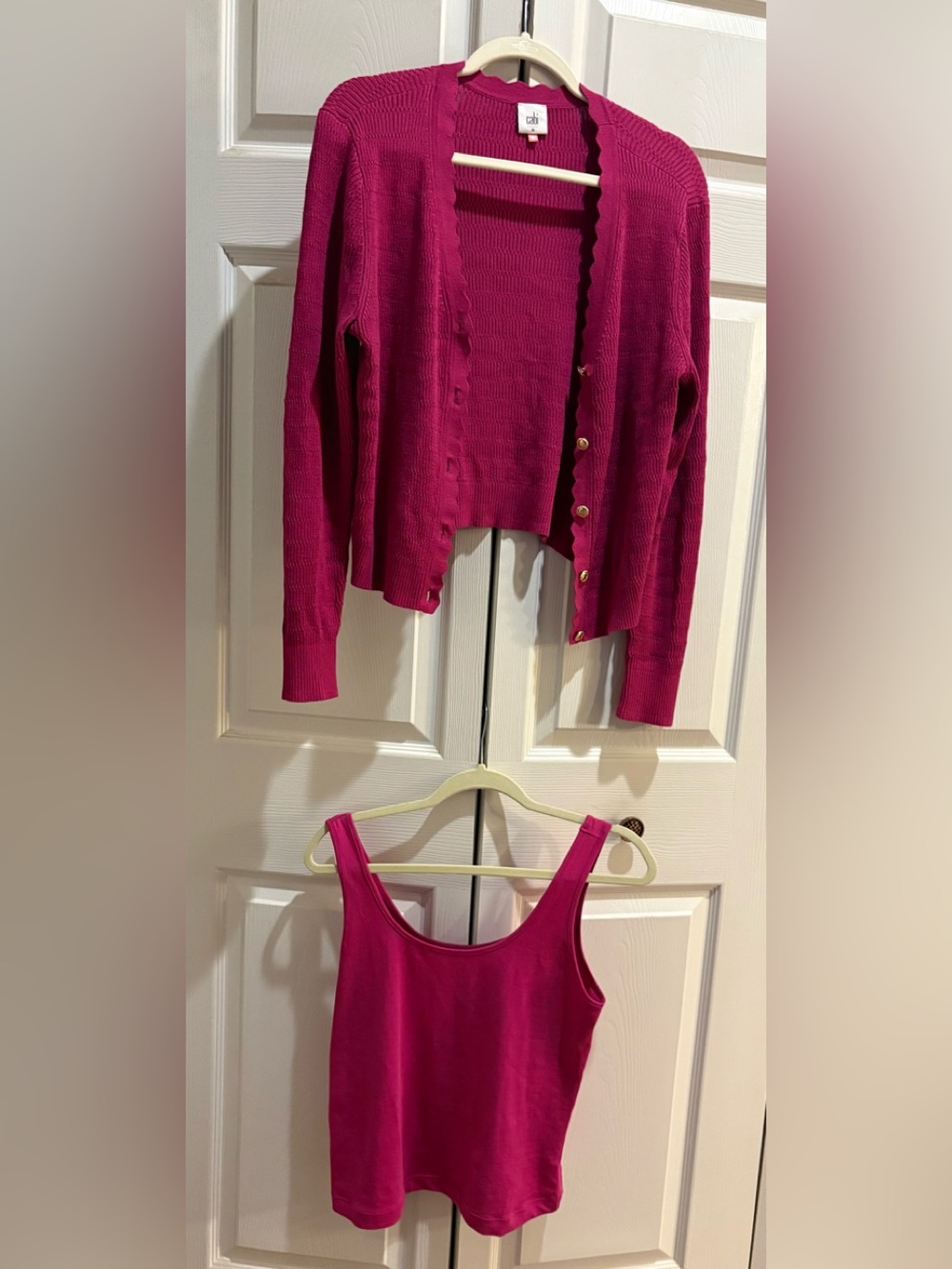 CAbi Fuchsia Knit Keepsake Cardigan & Tank Set Medium NWOT